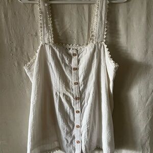 Show Me Your MuMu White Lace Trim Tank Top